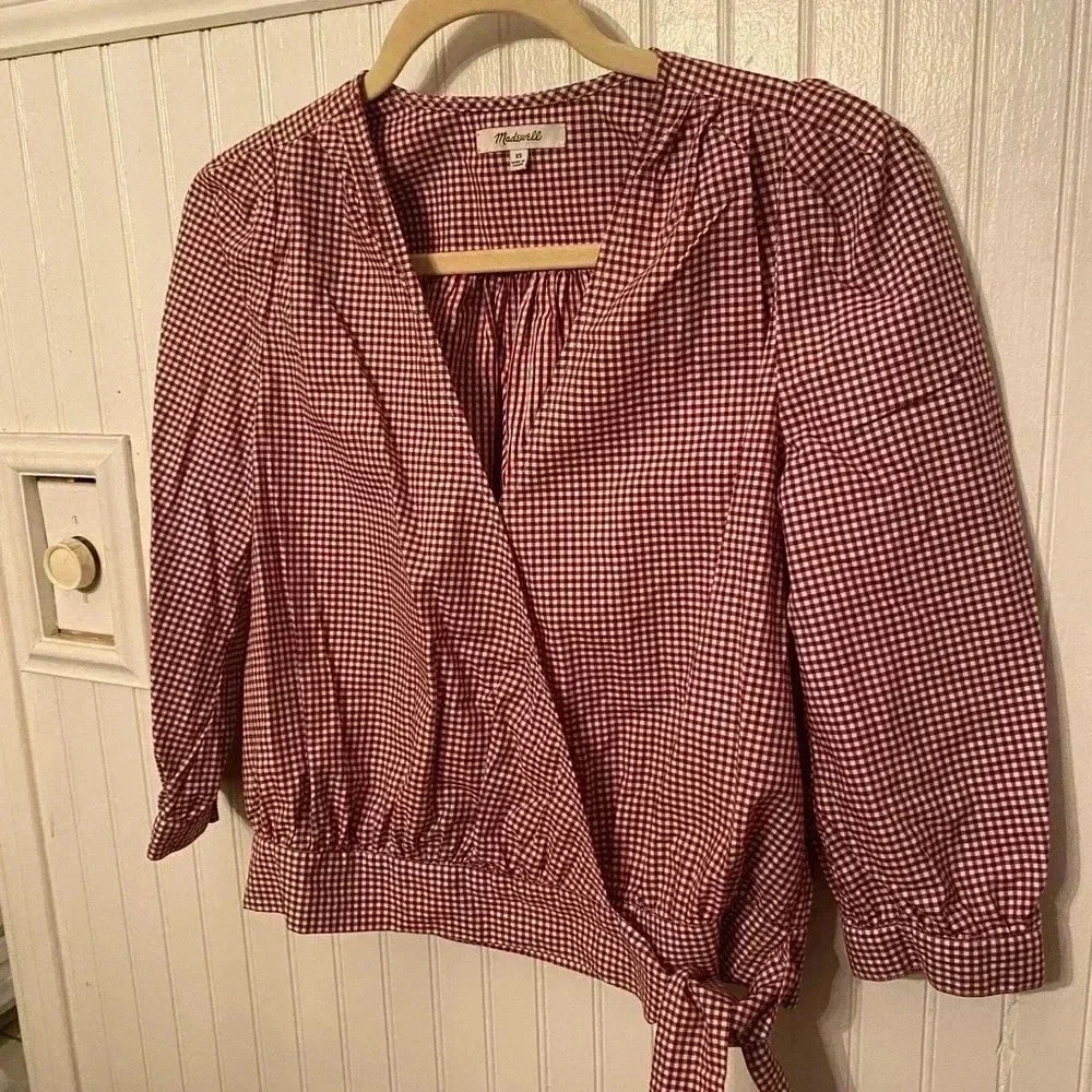 Madewell Gingham Plaid wrap top